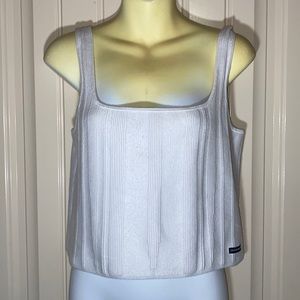 Calvin Klein Jeans white Medium stretch sweater material tank scoop neck crop